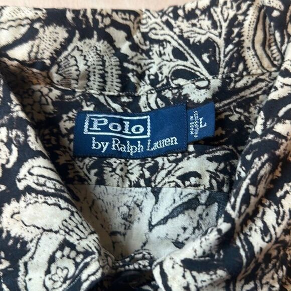 Vintage Y2K Polo Ralph Lauren‎ Floral Hawaiian  1/4 button up Long sleeve size L - Picture 4 of 5